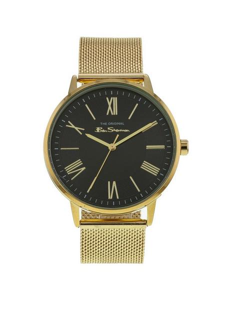ben-sherman-gold-metal-mesh-strap-watch-with-black-dial