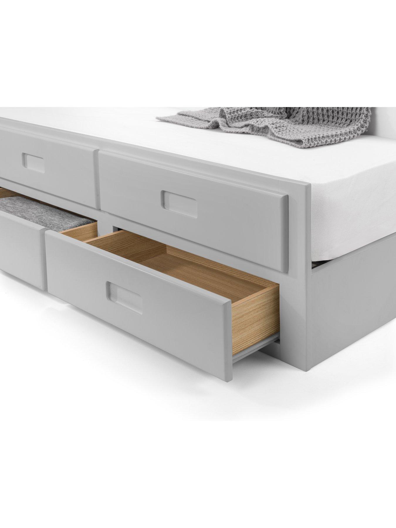  image of julian-bowen-maise-childrens-bed-with-pull-out-guest-bed-and-drawers-grey