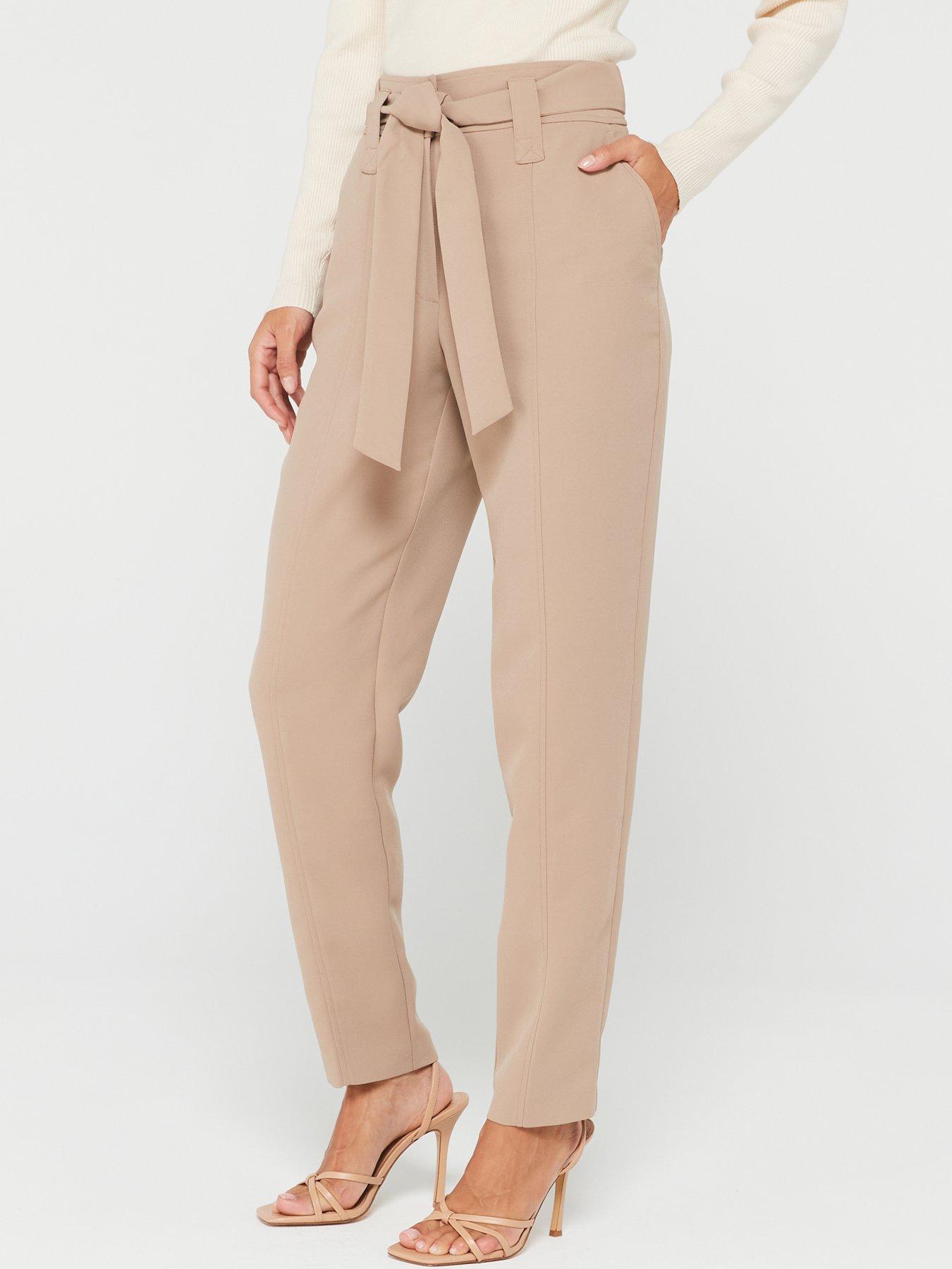 Brown Dogtooth High Waist Tapered Trousers