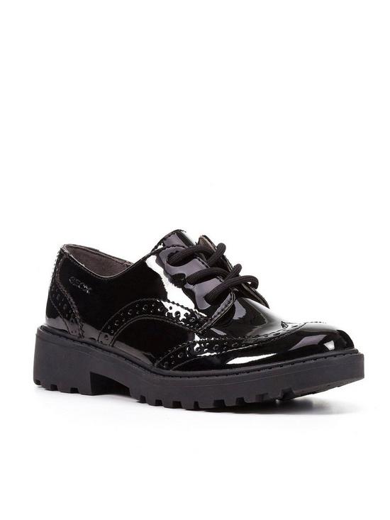 front image of geox-girls-casey-patent-lace-up-school-brogue