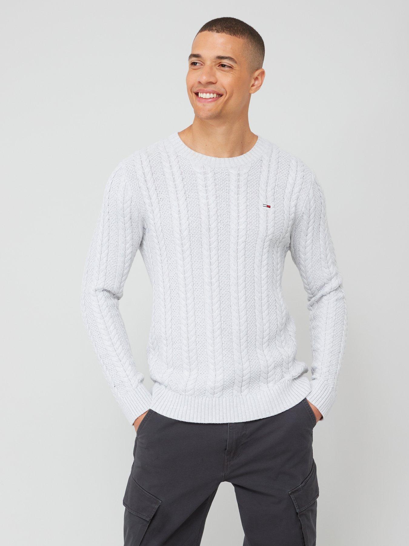 Tjm Reg Cable Sweater Grey