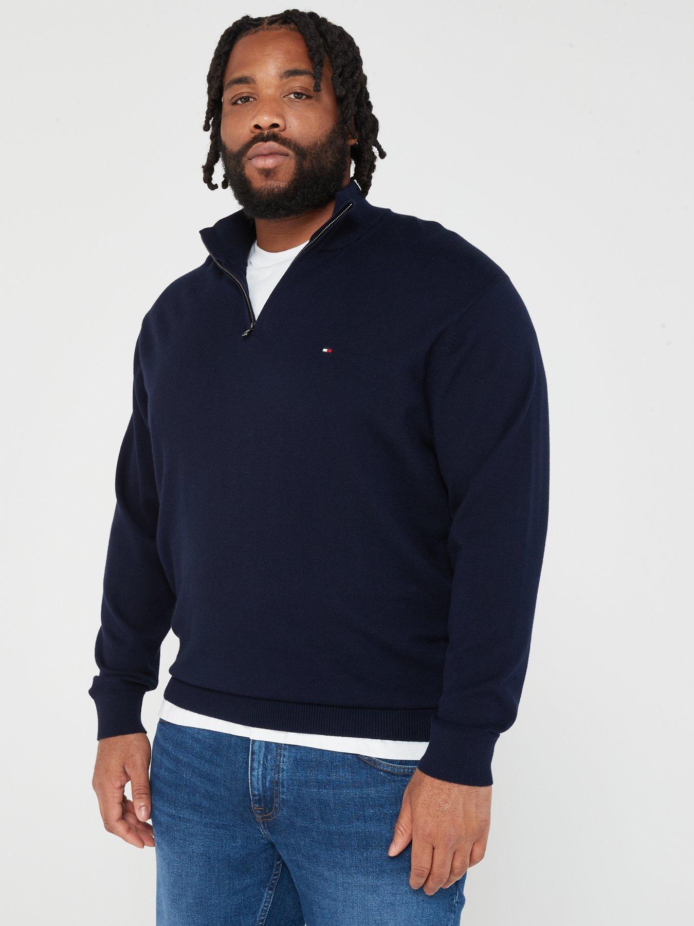 undefined Cashmere Half Zip Mock Knit Jumper - Navy