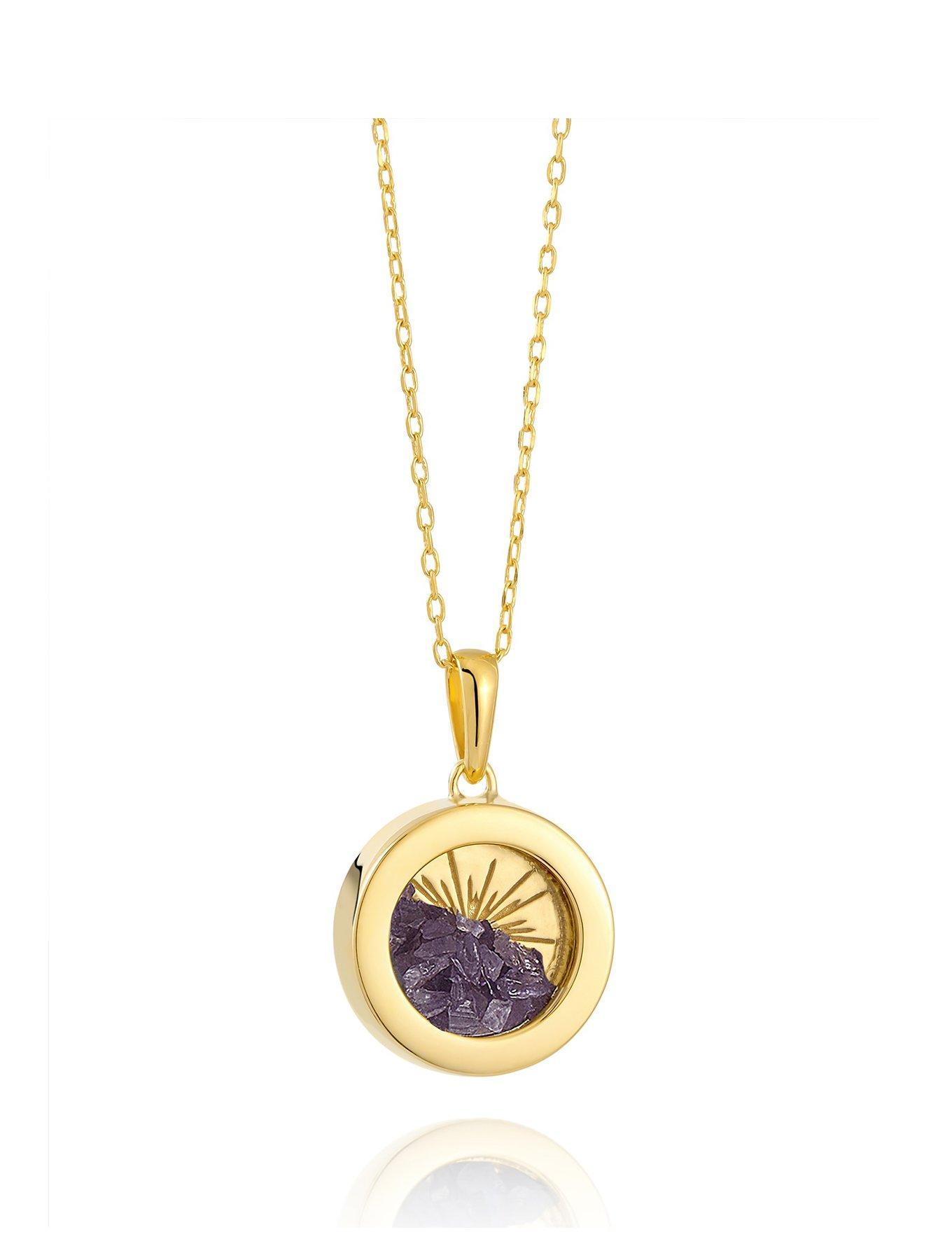 undefined Gold Small Deco Sun Amulet Birthstone Necklace