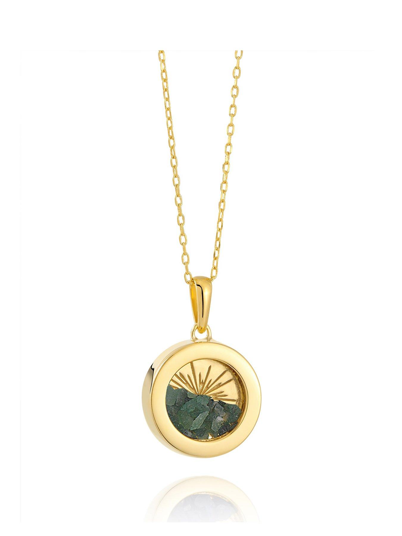 undefined Gold Small Deco Sun Amulet Birthstone Necklace