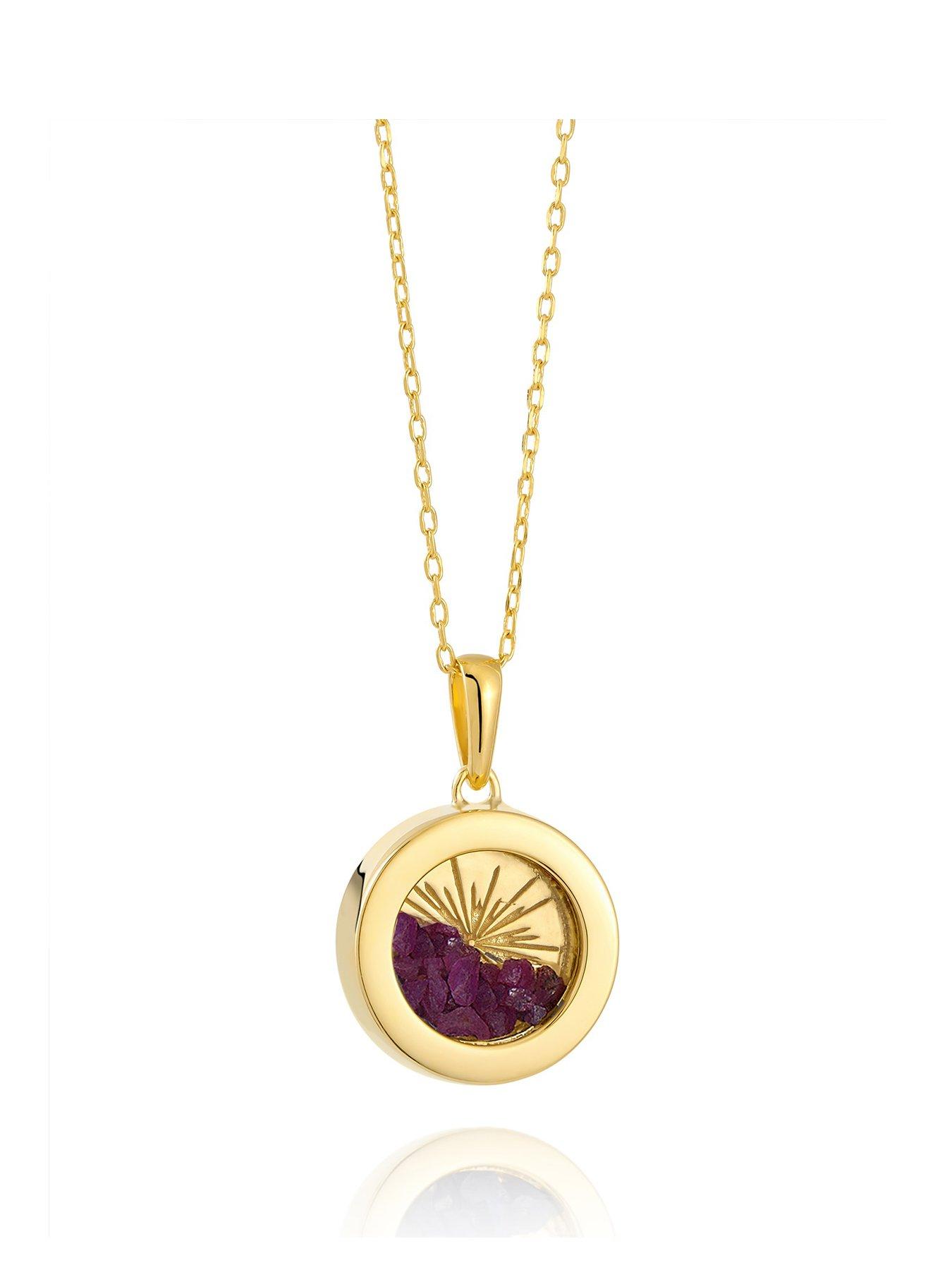 Rachel Jackson Gold Small Deco Sun Amulet Birthstone Necklace