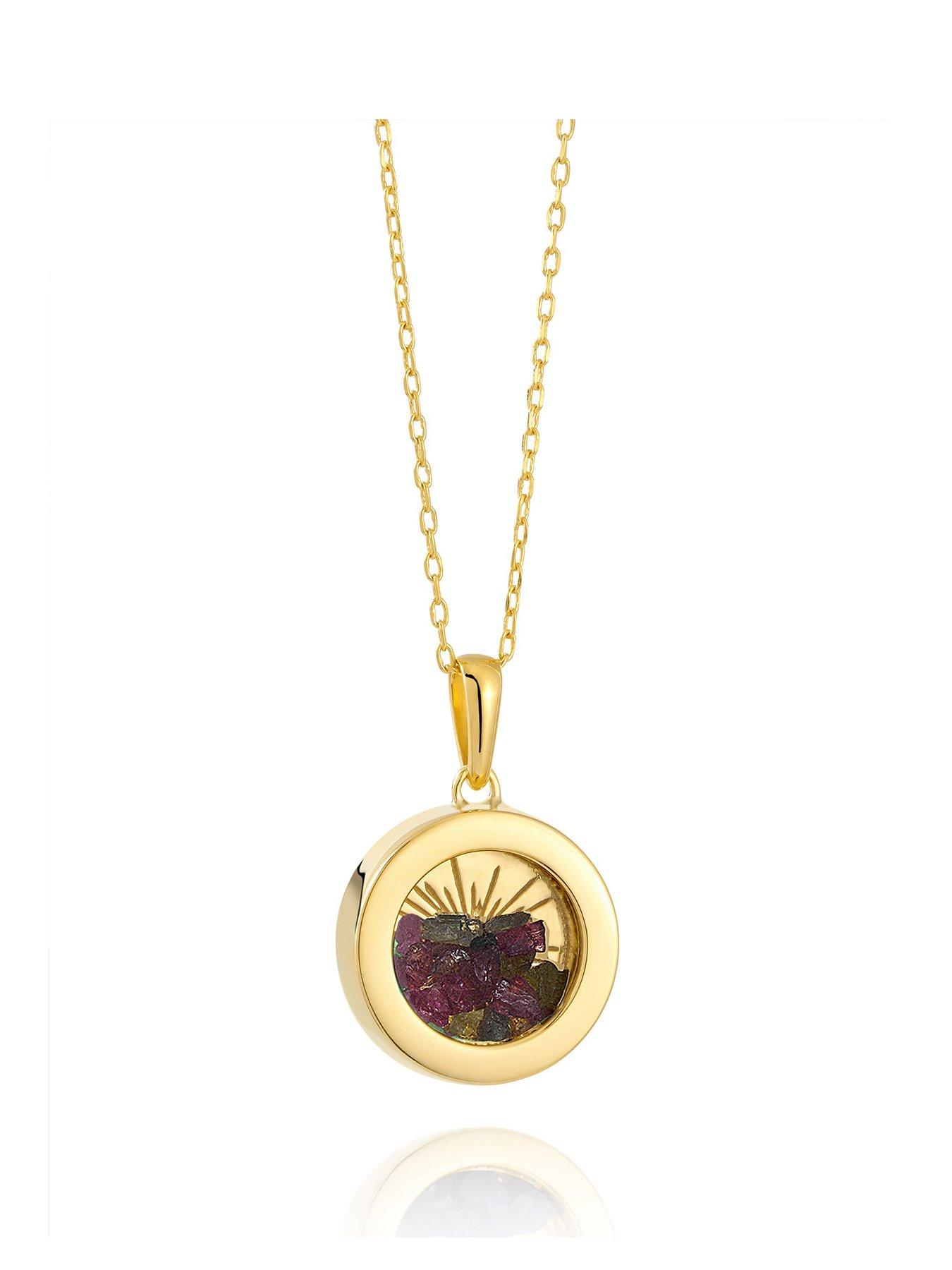 Rachel Jackson Gold Small Deco Sun Amulet Birthstone Necklace