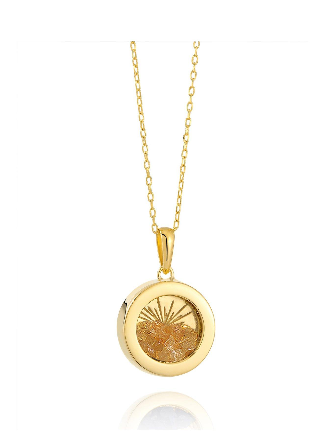 Rachel Jackson Gold Small Deco Sun Amulet Birthstone Necklace