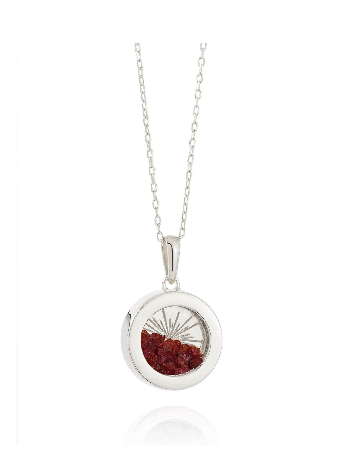 Rachel Jackson Silver Small Deco Sun Amulet Birthstone Necklace