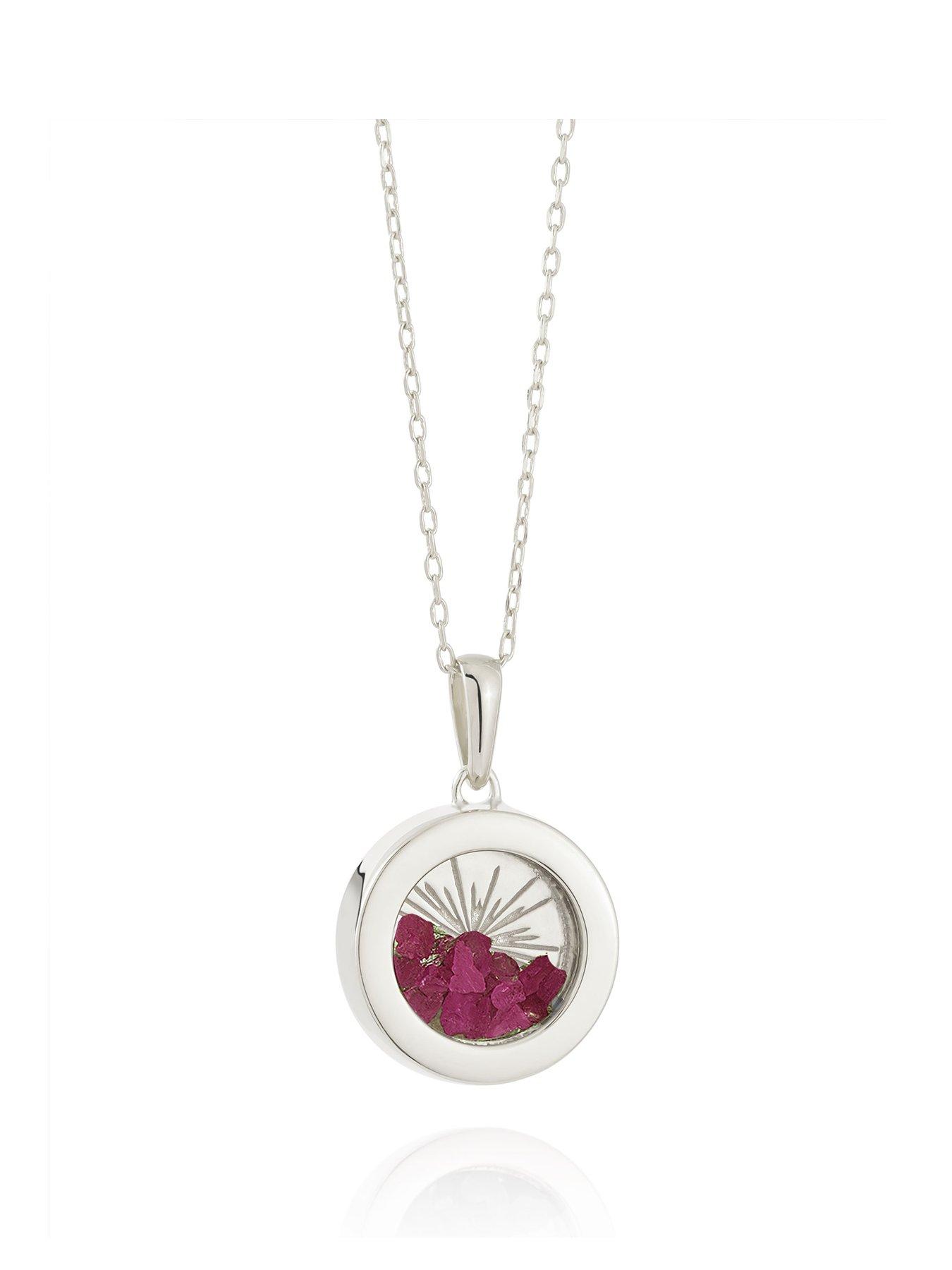 Rachel Jackson Silver Small Deco Sun Amulet Birthstone Necklace
