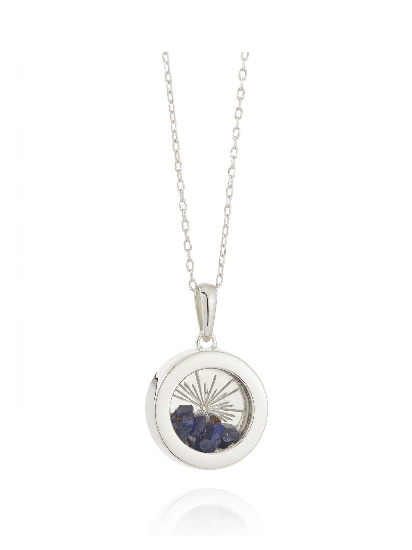 undefined Silver Small Deco Sun Amulet Birthstone Necklace