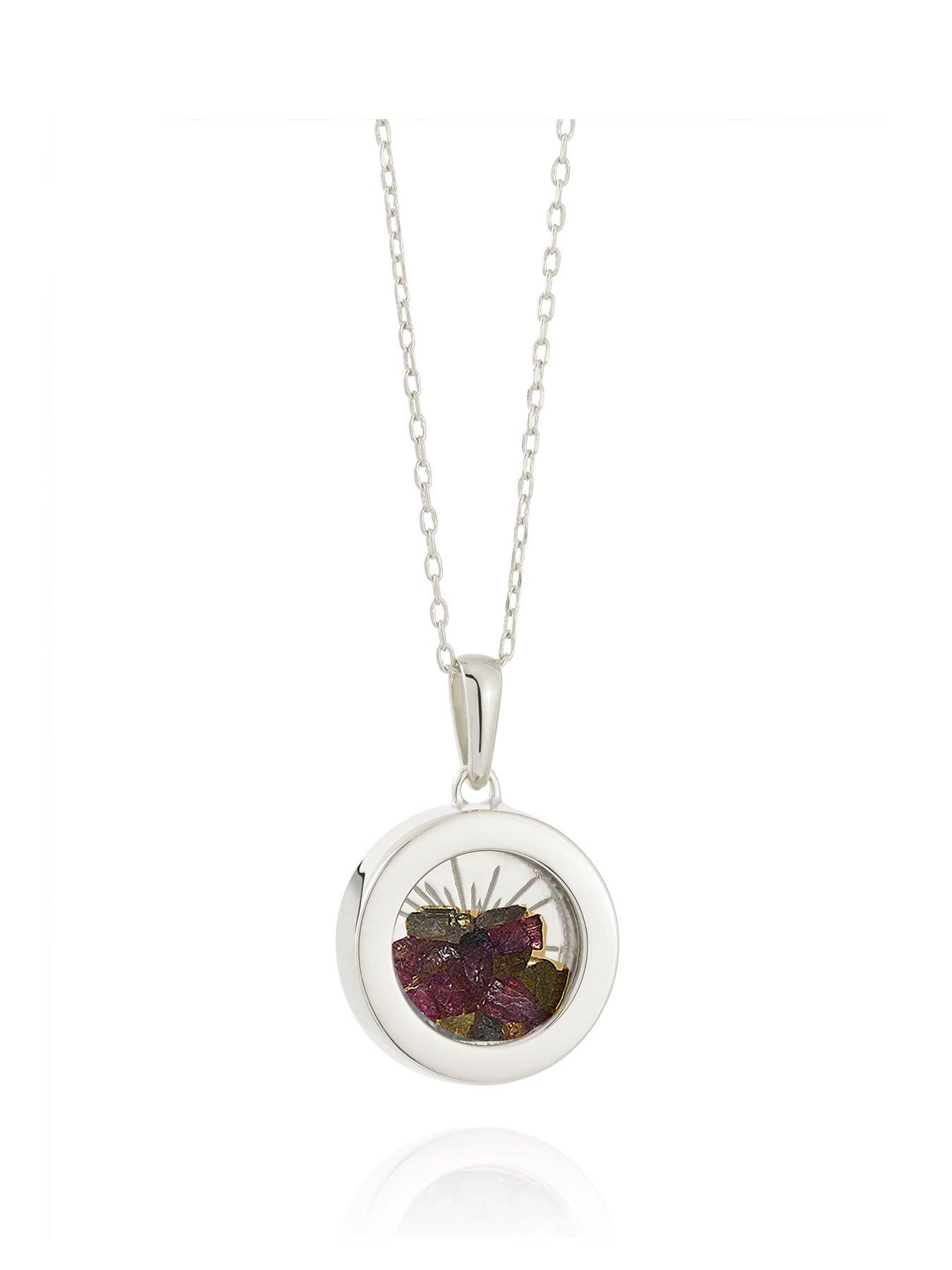 Rachel Jackson Silver Small Deco Sun Amulet Birthstone Necklace