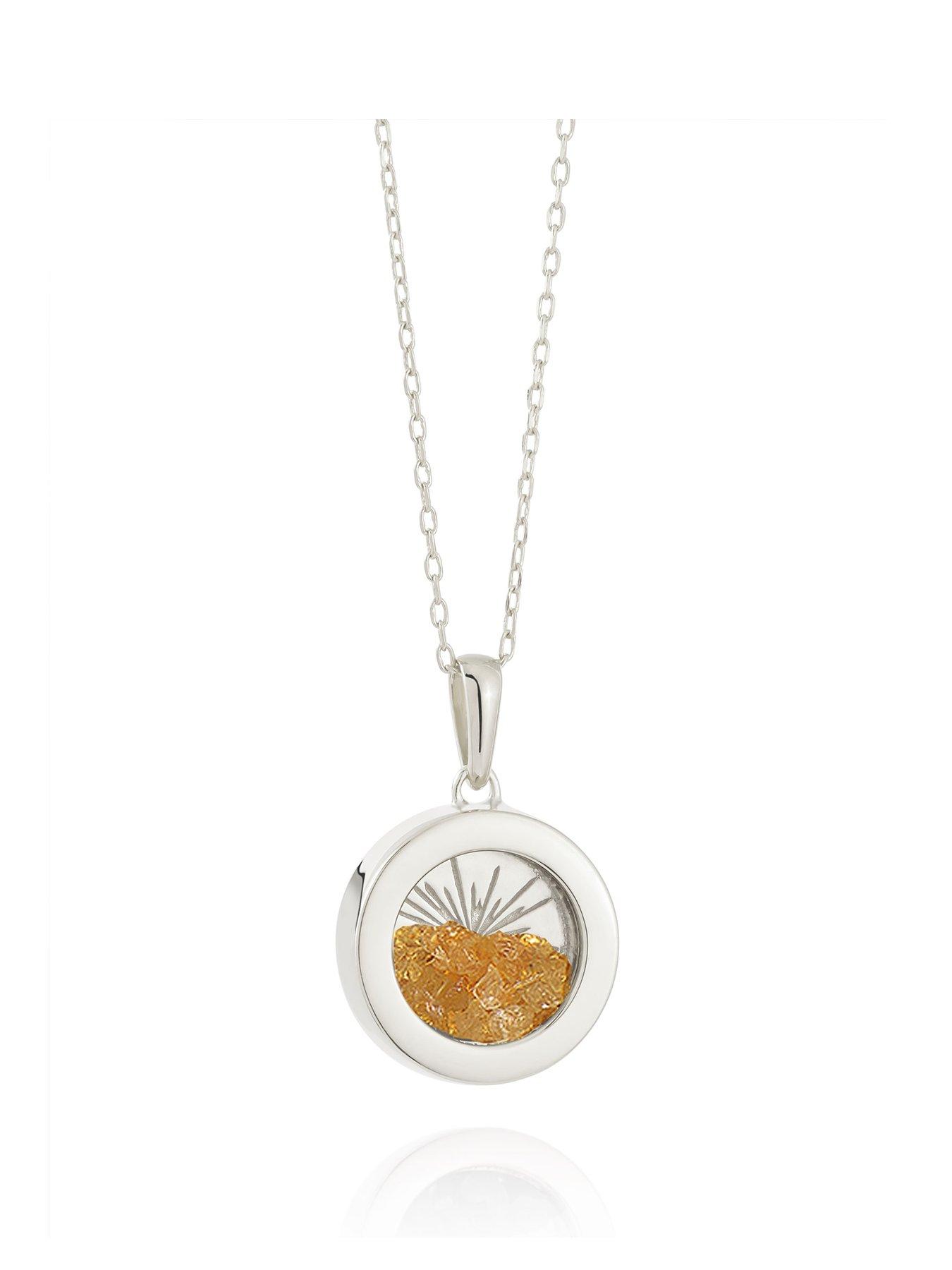 undefined Silver Small Deco Sun Amulet Birthstone Necklace