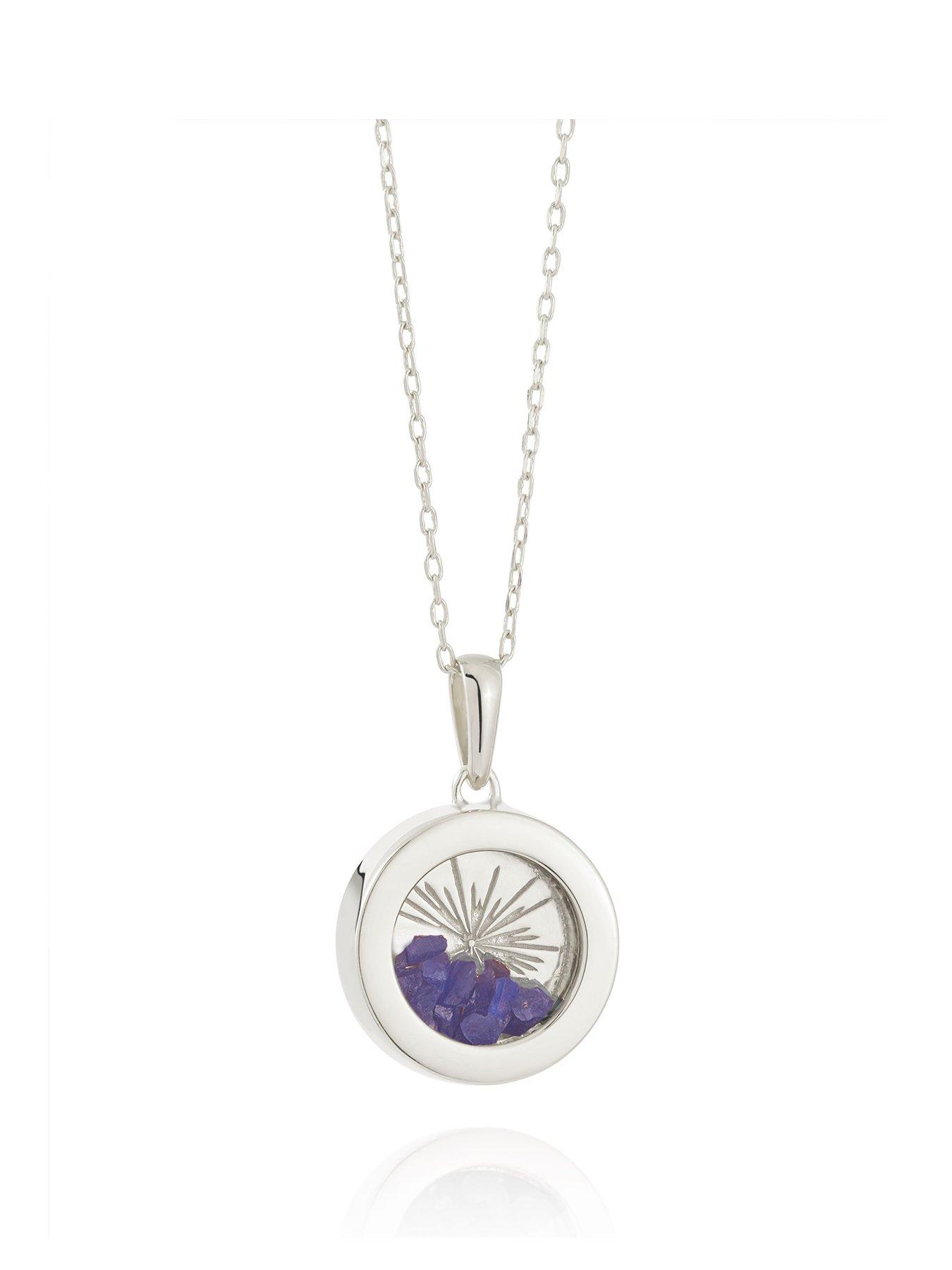 Rachel Jackson Silver Small Deco Sun Amulet Birthstone Necklace