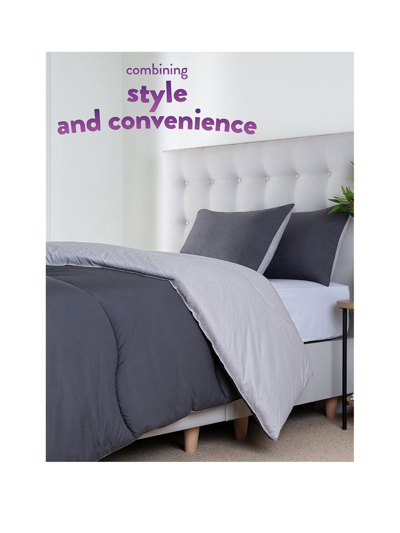 Image 2 of 6 of Slumberdown Coverless Embossed Herringbone Grey 10.5 Tog Duvet with matching Pillowcase