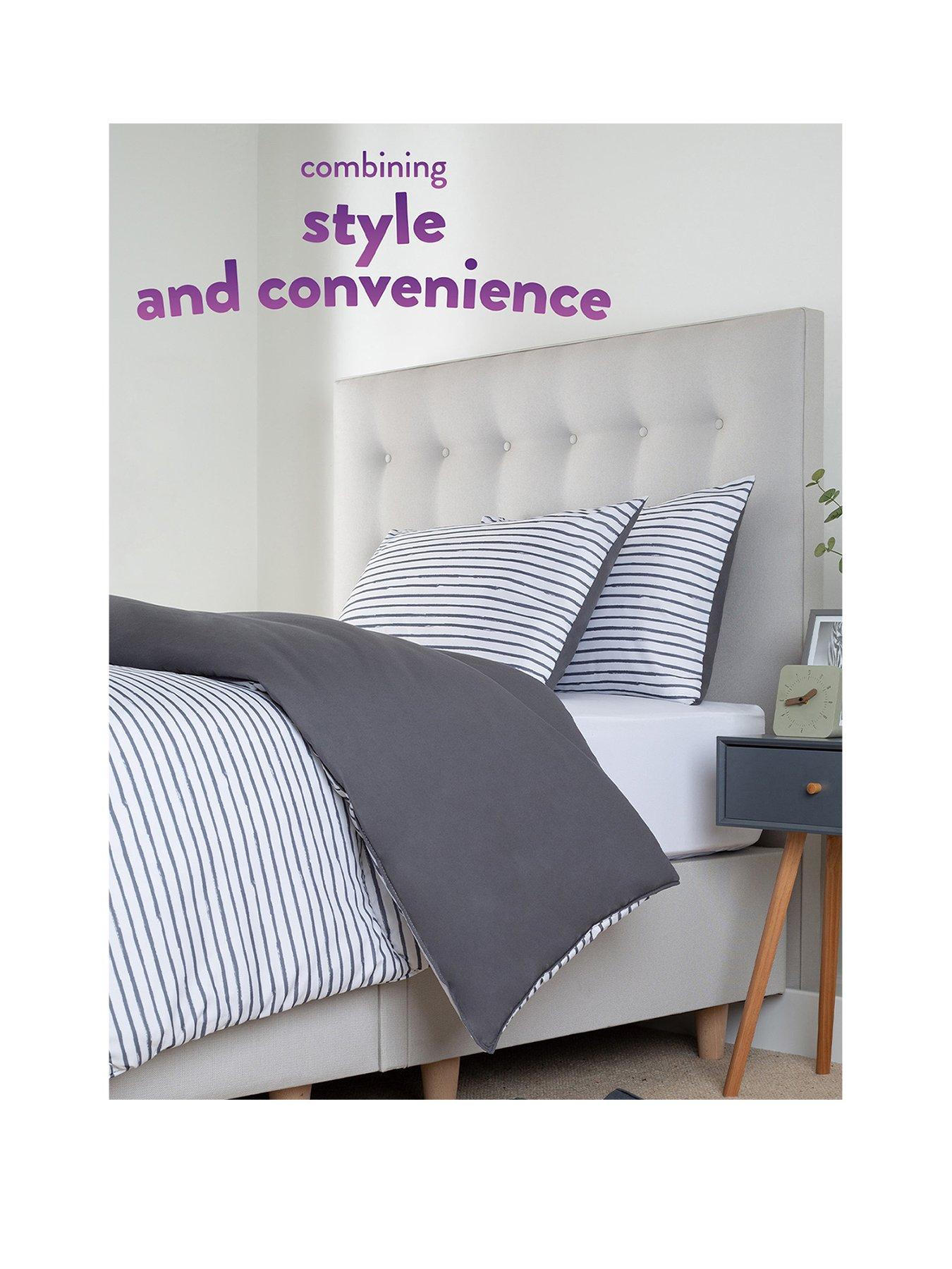 Image 2 of 6 of Slumberdown Coverless Comfort Printed Stripe Grey &amp; White 10.5 Tog Duvet with matching Pillowcase