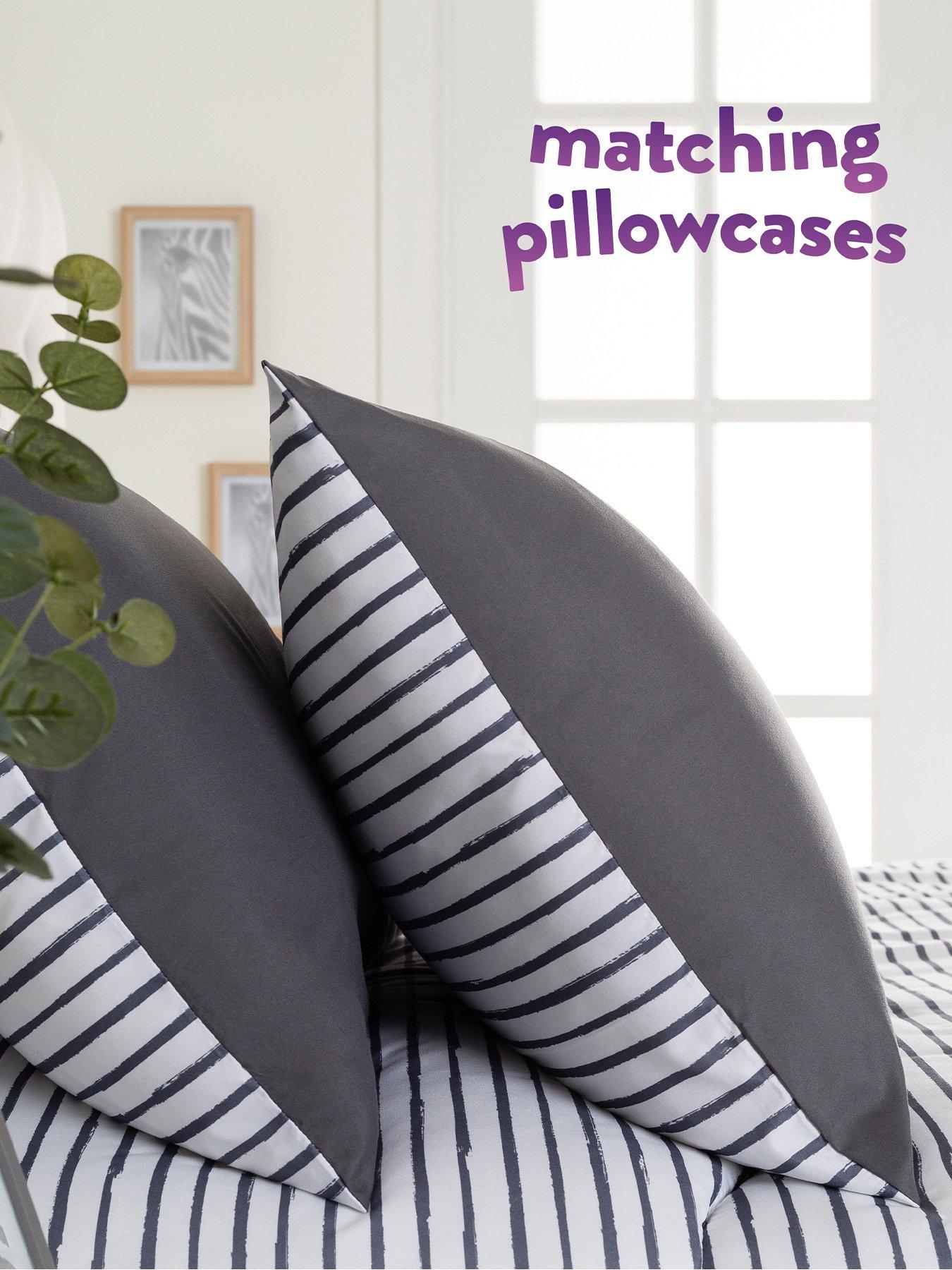Image 3 of 6 of Slumberdown Coverless Comfort Printed Stripe Grey &amp; White 10.5 Tog Duvet with matching Pillowcase