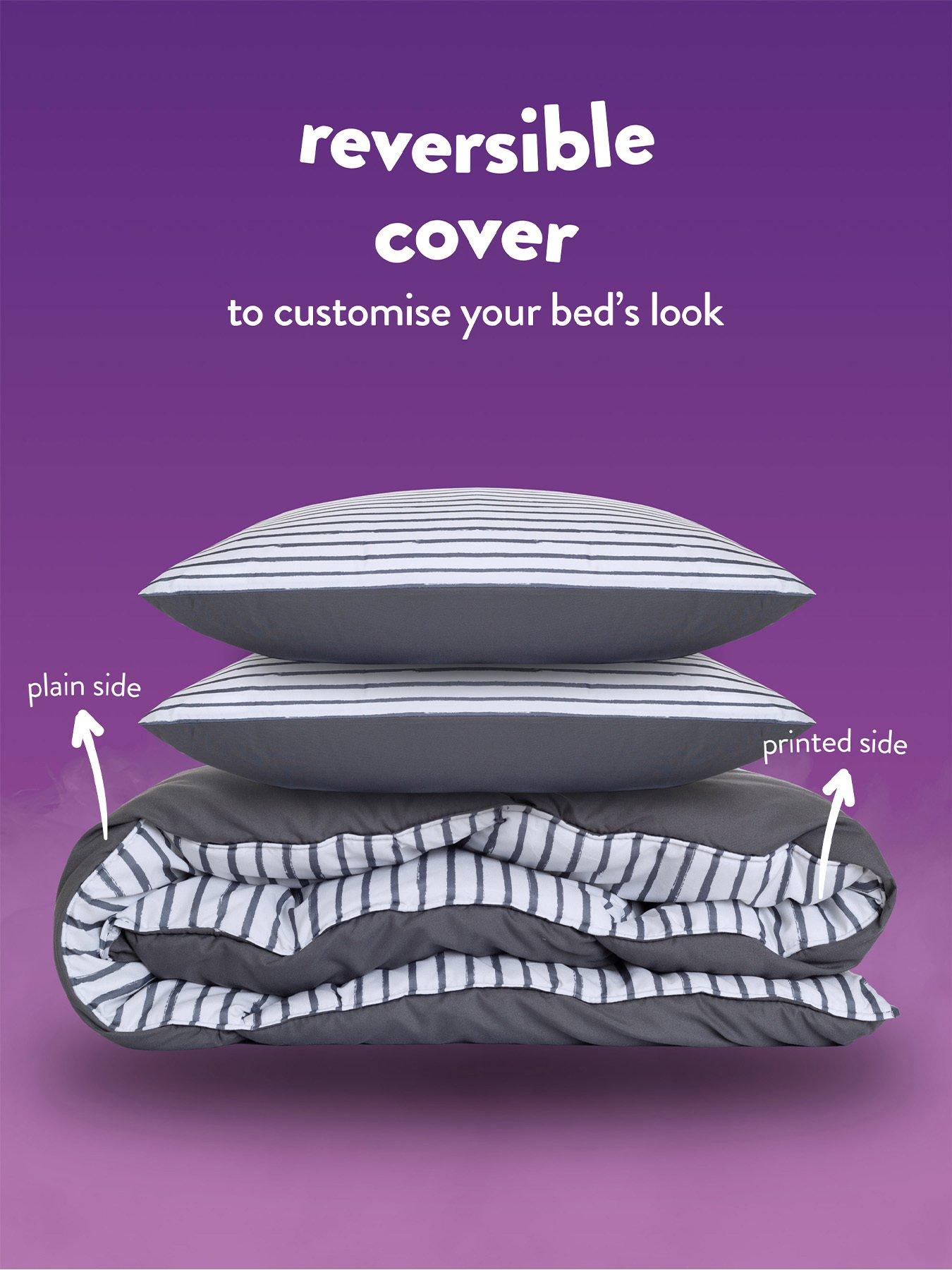 Image 4 of 6 of Slumberdown Coverless Comfort Printed Stripe Grey &amp; White 10.5 Tog Duvet with matching Pillowcase