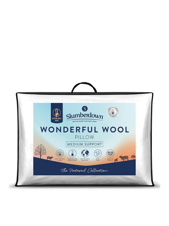 front image of slumberdown-wonderful-wool-pillow-medium-support