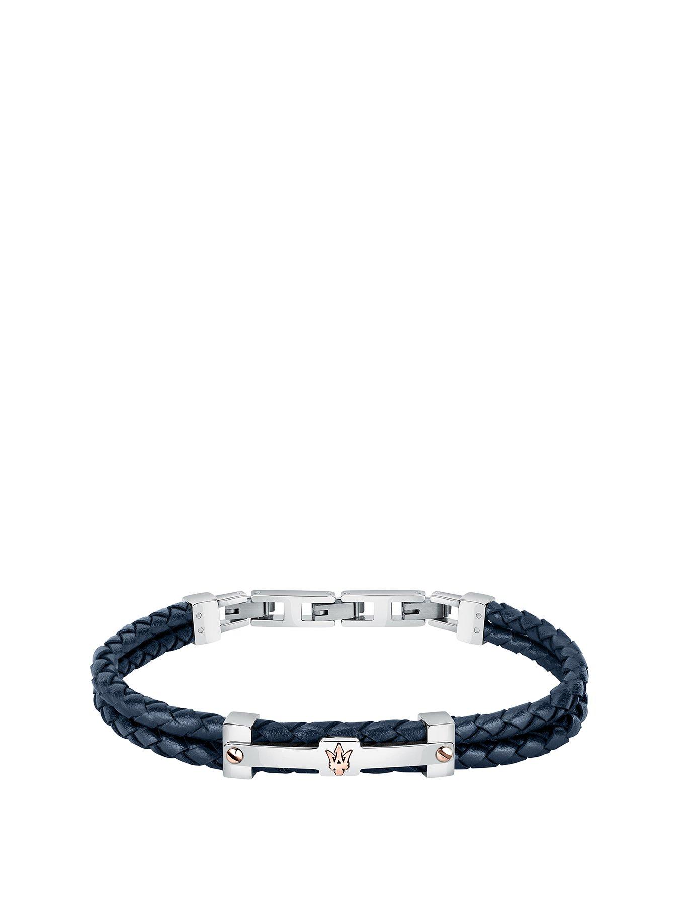 undefined Mens Leather Braided Bracelet