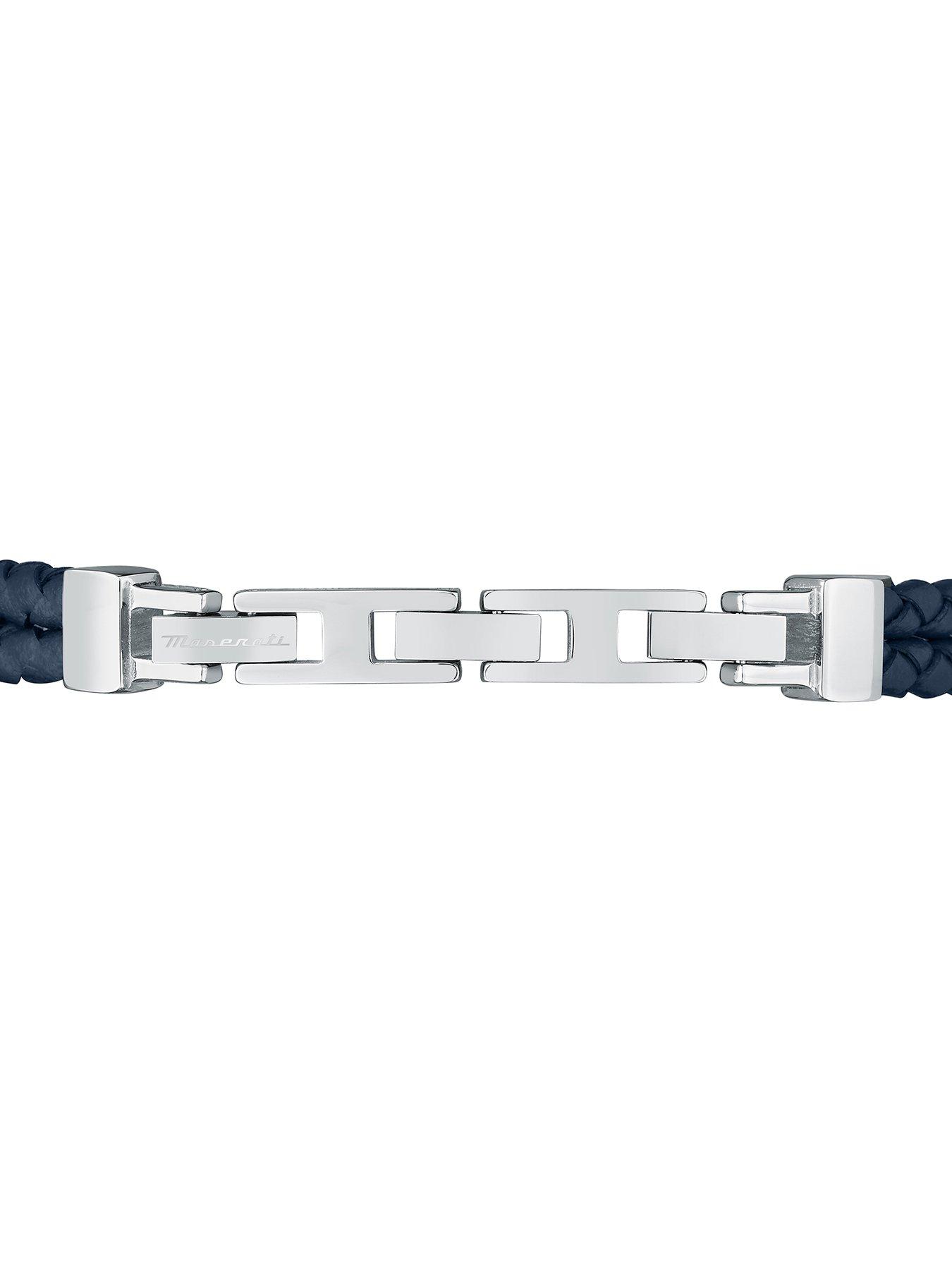  image of maserati-mens-leather-braided-bracelet