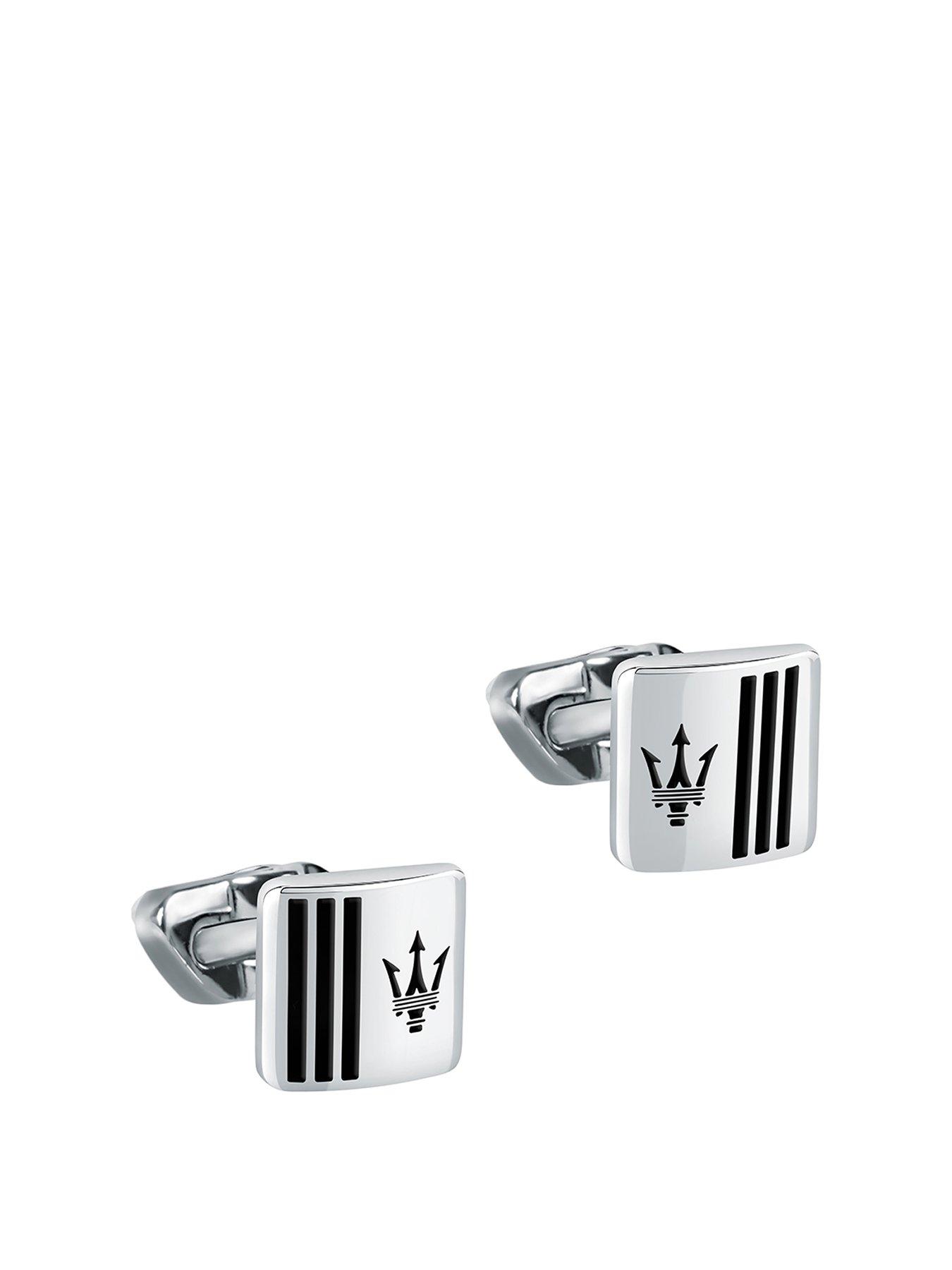 maserati-mens-silver-and-black-cufflinks
