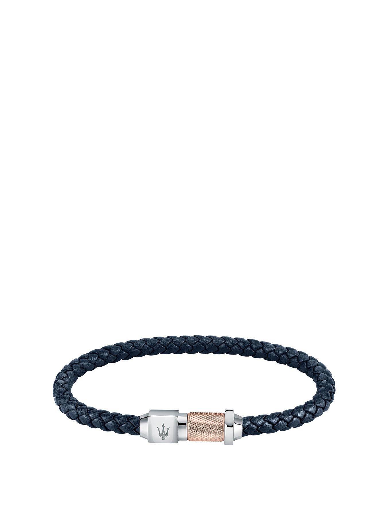 undefined Mens Leather Braided Bracelet