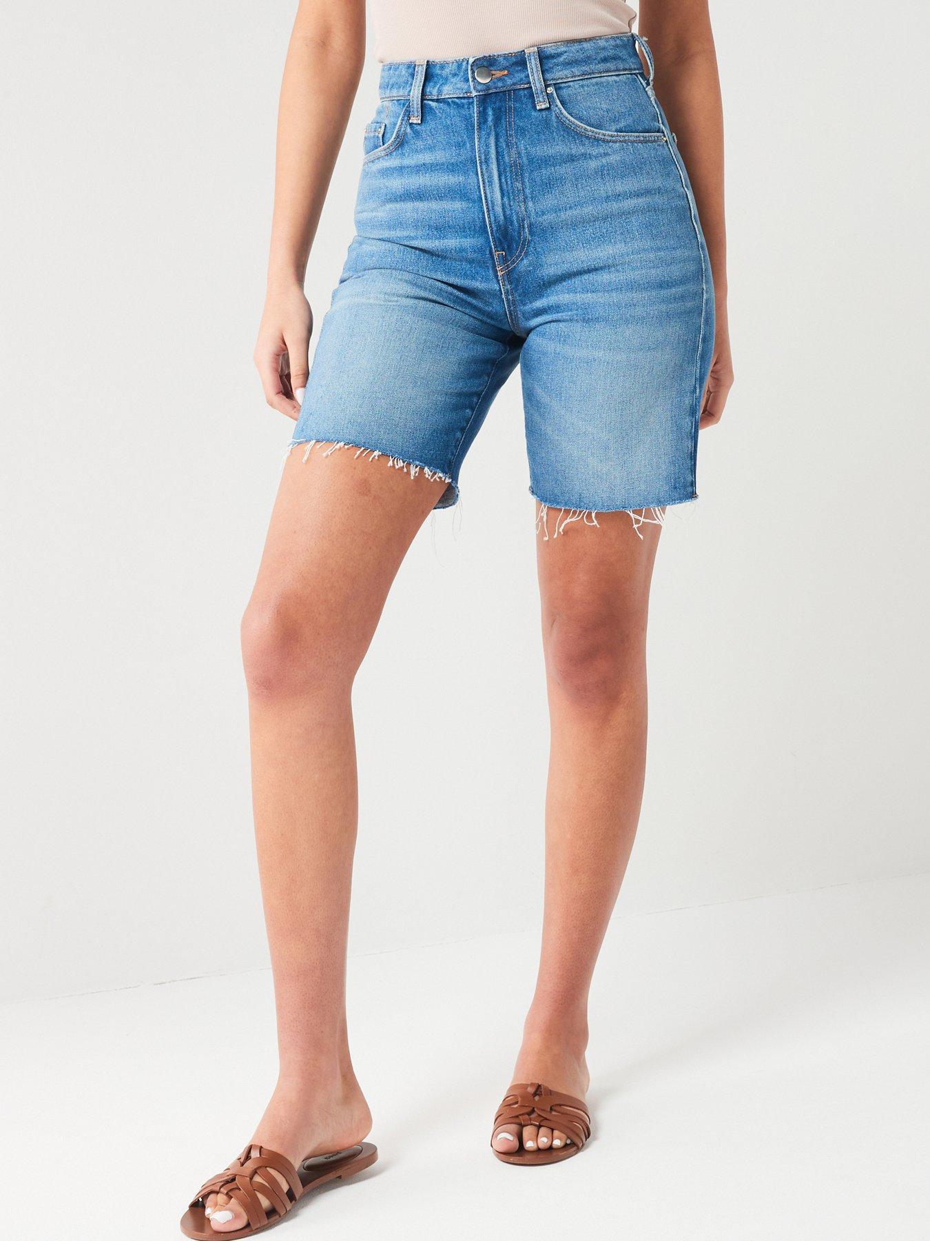 High waisted mid hot sale thigh jean shorts