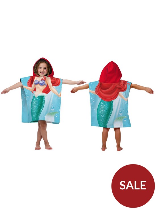 front image of disney-the-little-mermaid-ariel-hooded-poncho-towel