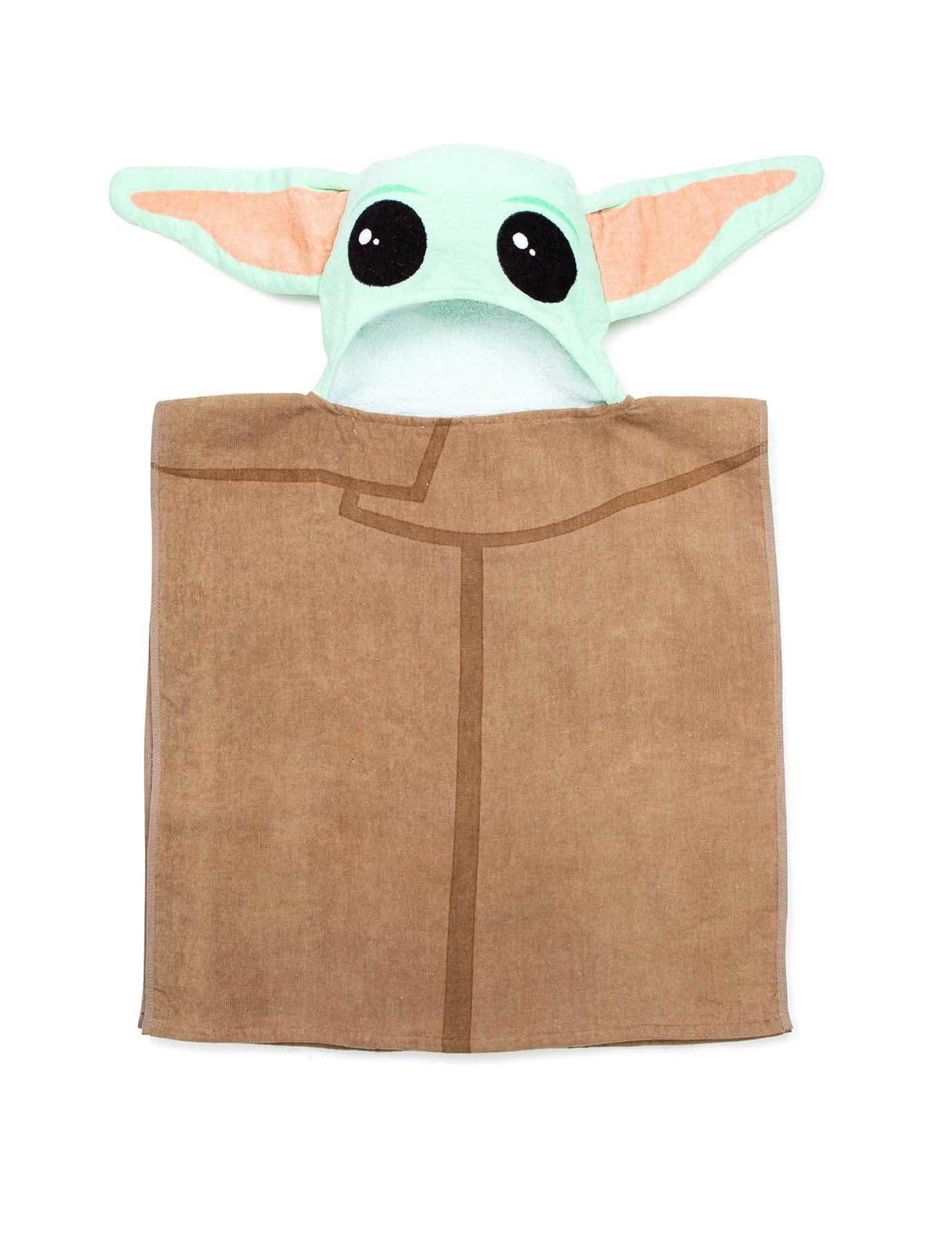 front image of star-wars-nbspmandalorian-baby-yoda-hooded-poncho-towel