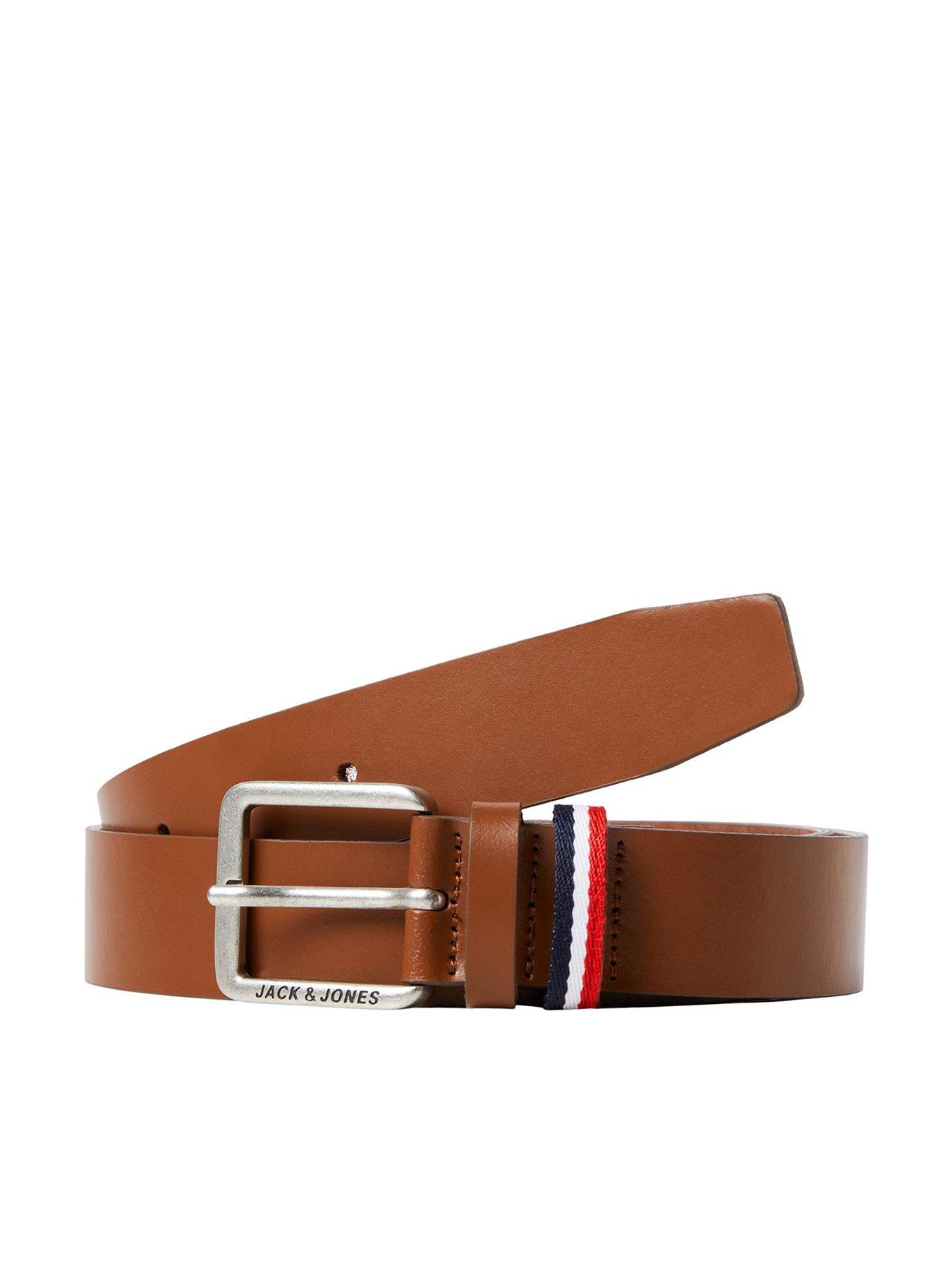 JACK & JONES Cintura In Pelle Uomo Jacmichael - Marrone, Fibbia Semplice, Look Autunnale