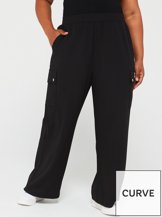 front image of v-by-very-curve-wide-leg-cargo-stretchnbspcrepe-trouser