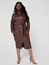  image of v-by-very-curve-pu-belted-zip-midi-dress-brown