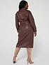  image of v-by-very-curve-pu-belted-zip-midi-dress-brown