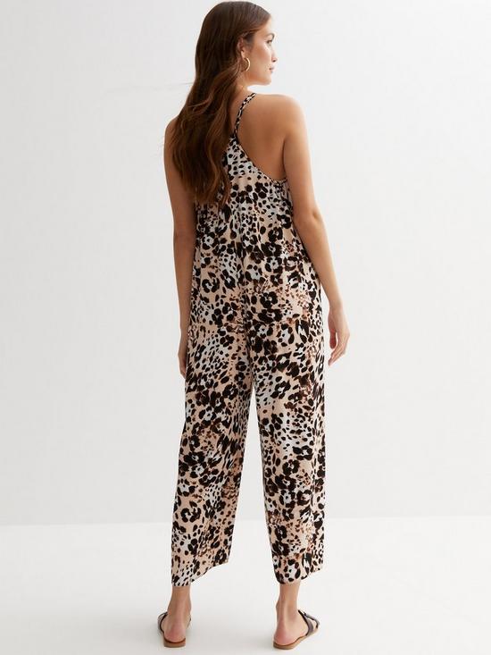 stillFront image of new-look-brown-leopard-print-strappy-oversized-jumpsuit