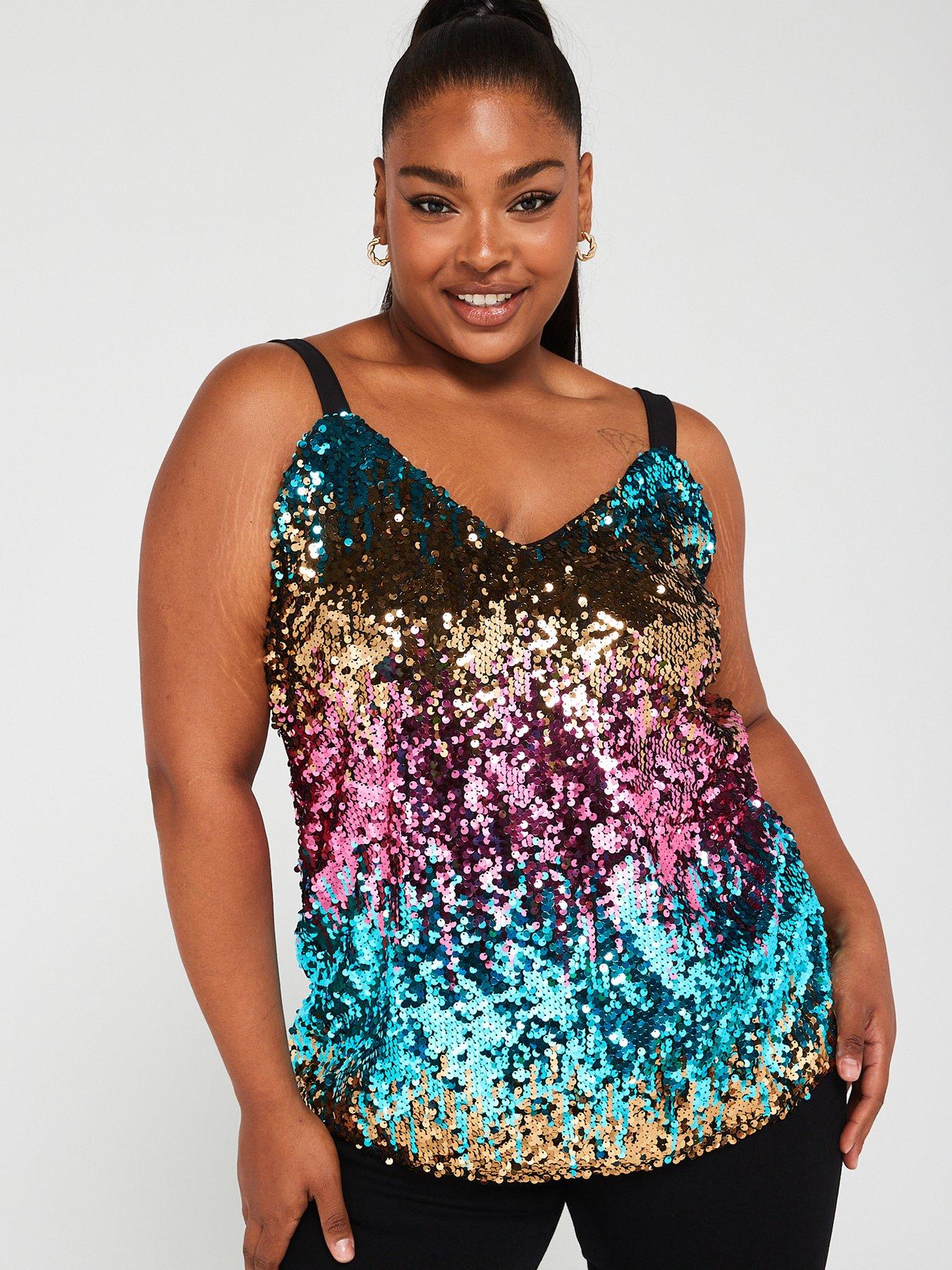 V by cheap very sequin top