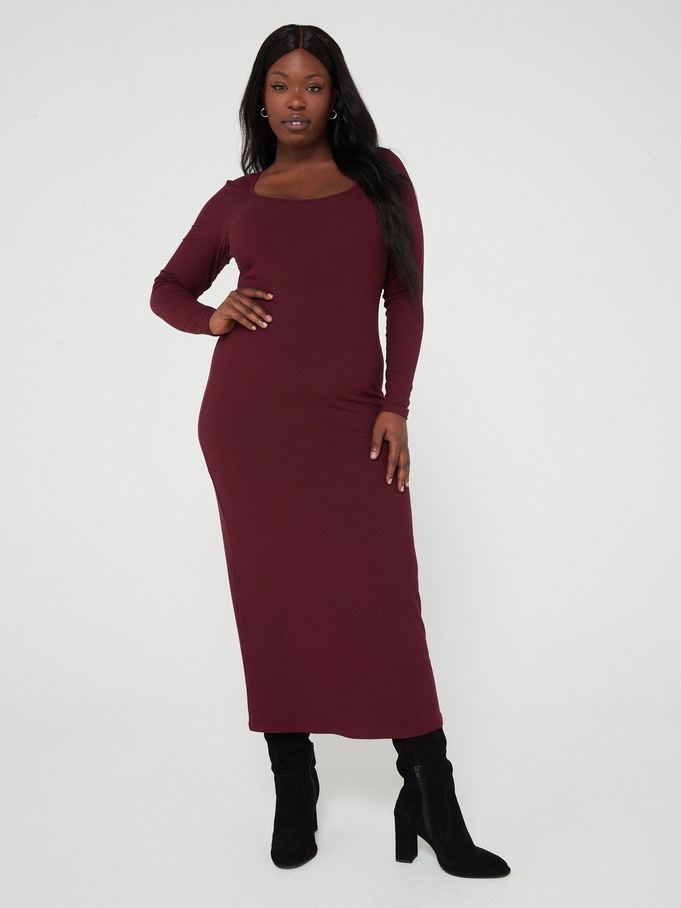 V by Very Long Sleeve Mesh Midaxi Dress - Print