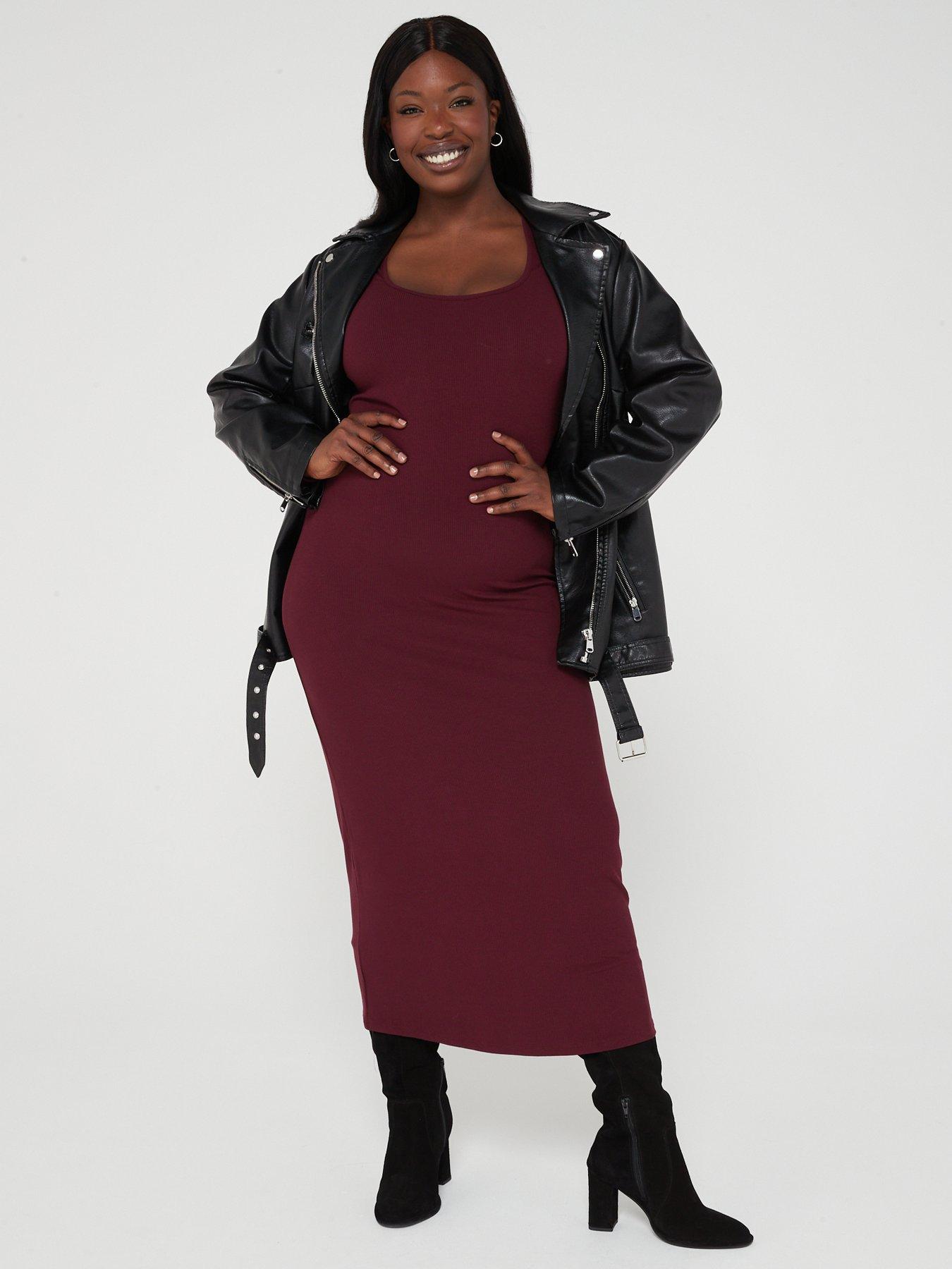 Fitted long store sleeve midi dress