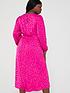  image of v-by-very-curve-animal-jacquard-lace-up-long-sleeve-midi-dress-pink