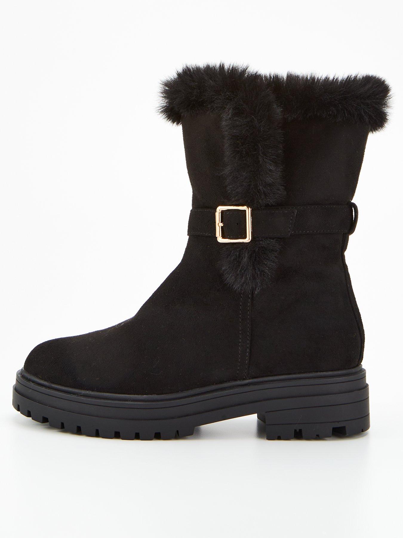 Halo: Black Leather & Shearling - Wide Fur Lined Sneakers – Sole