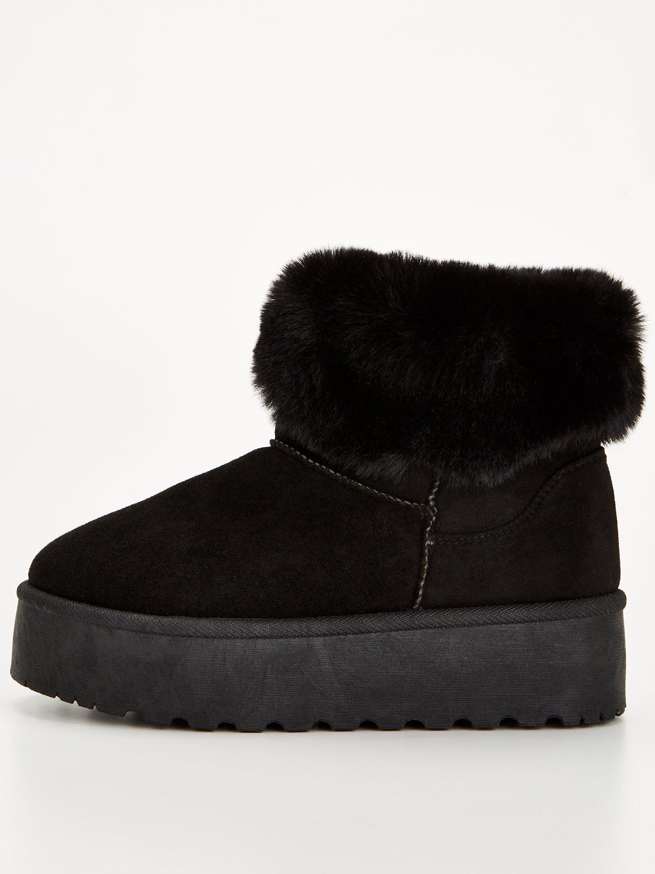 ankle boots with fur collar