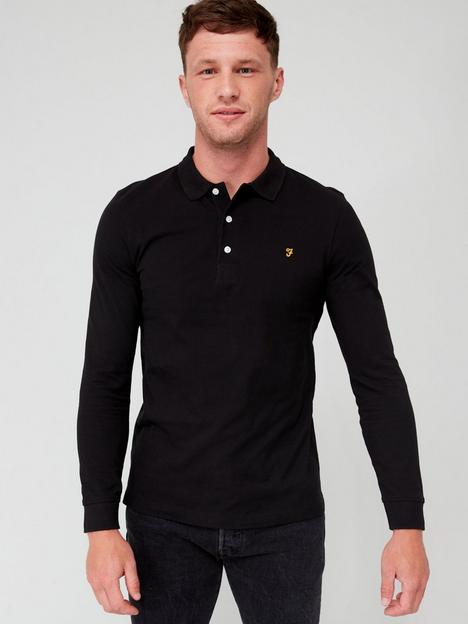 farah-blanes-long-sleeve-slim-fit-polo-shirt-black