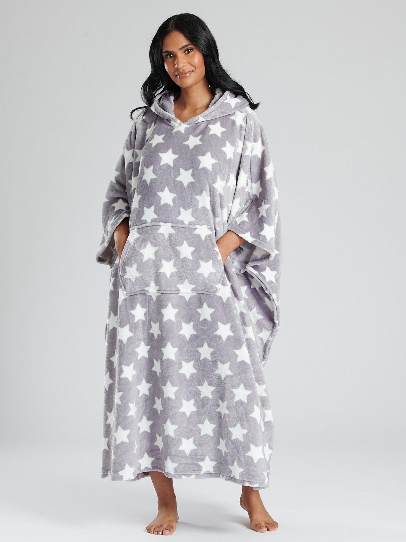 Fleece poncho dressing gown shop