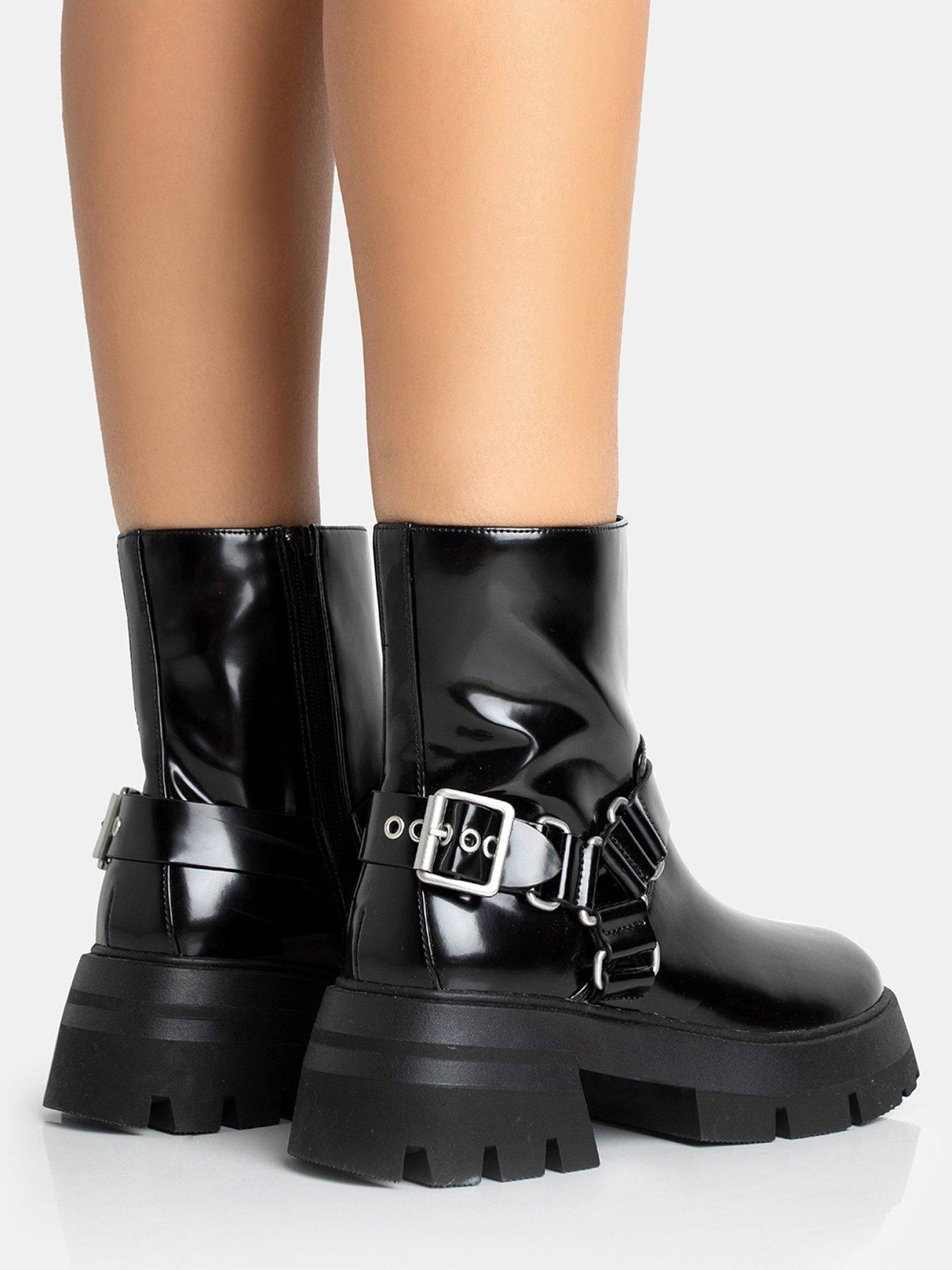 Public desire black ankle cheap boots