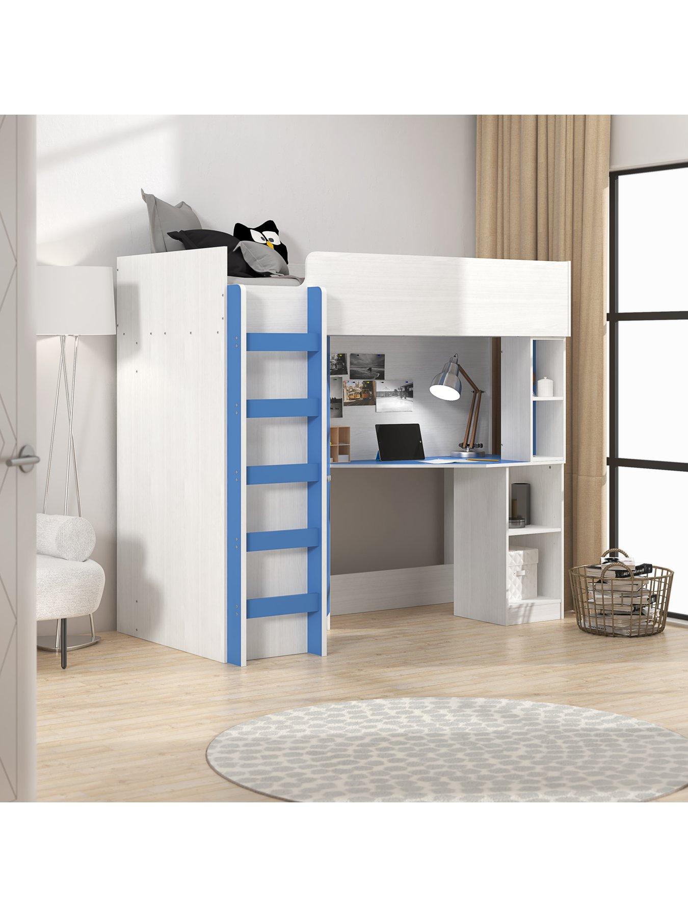 Miami Fresh High Sleeper with Mattress Options Buy and SAVE Blue