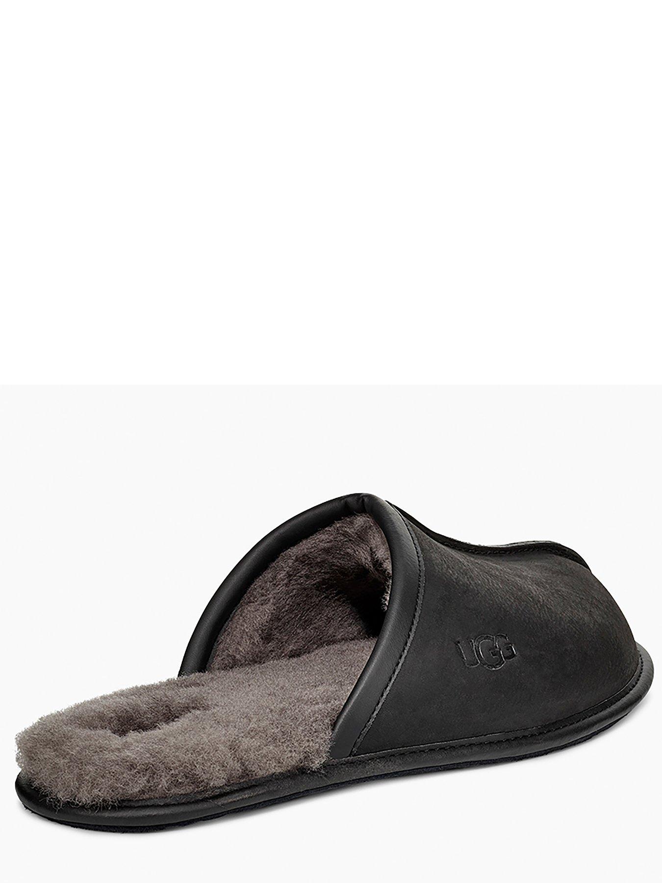 UGG Men s Scuff Leather Slippers Black littlewoods