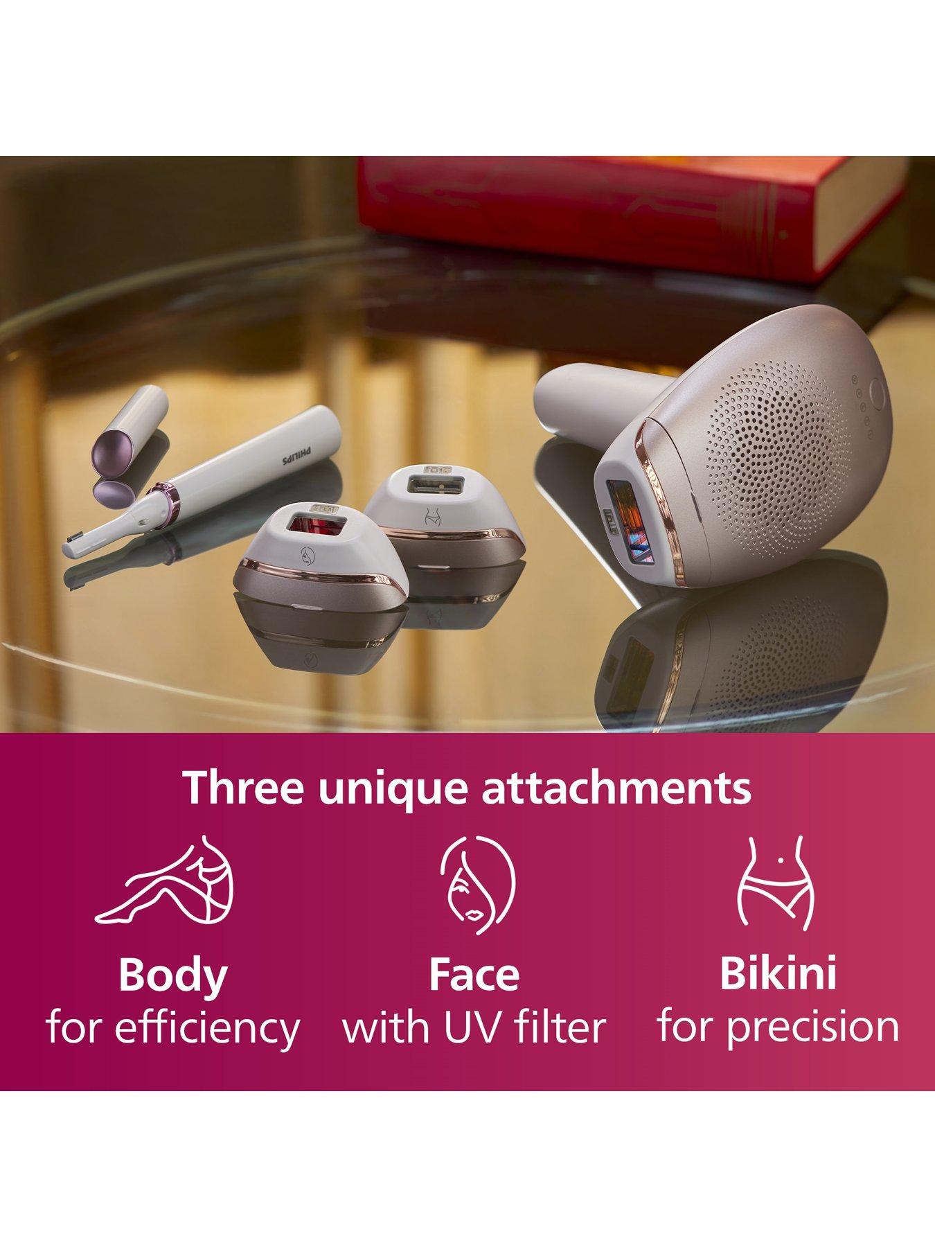  image of philips-lumea-7000-series-ipl-hair-removal-device-with-satin-compact-pen-trimmer-3-attachments-for-body-face-and-bikini-bri92300