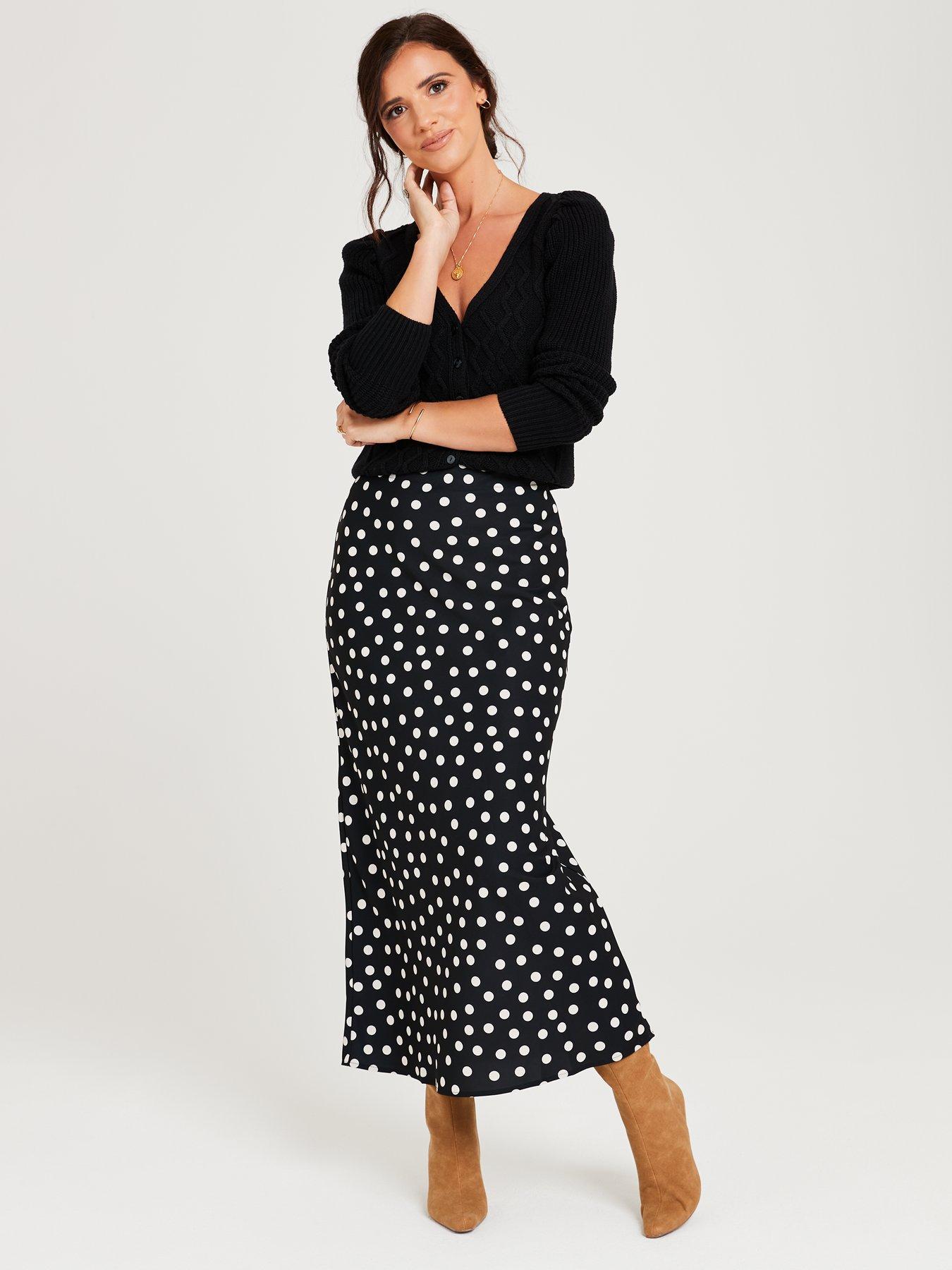 Polka dot clearance bias cut skirt