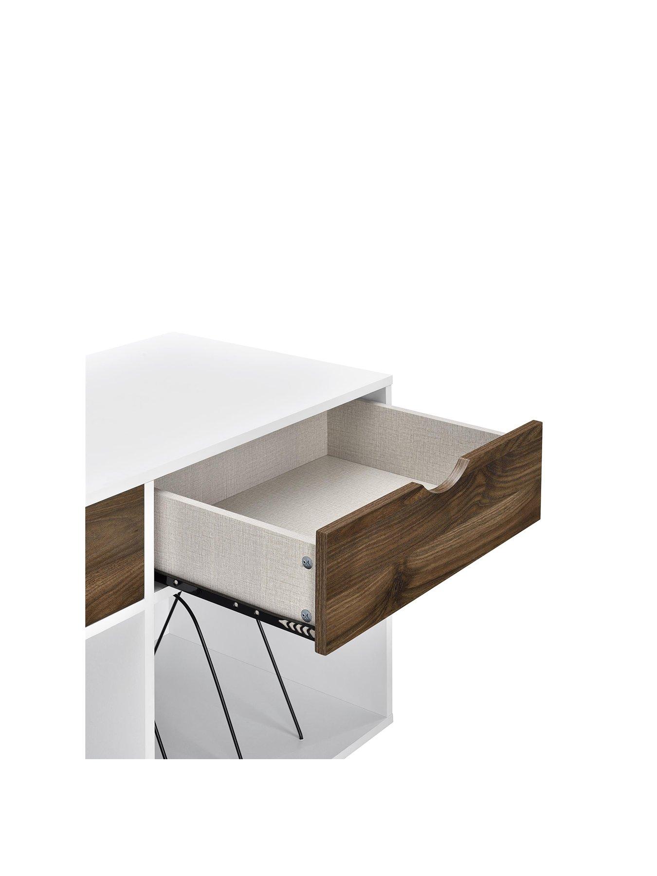 Image 3 of 4 of Novogratz Concord 2 Drawer Side Table/Turntable Stand - White/Oak