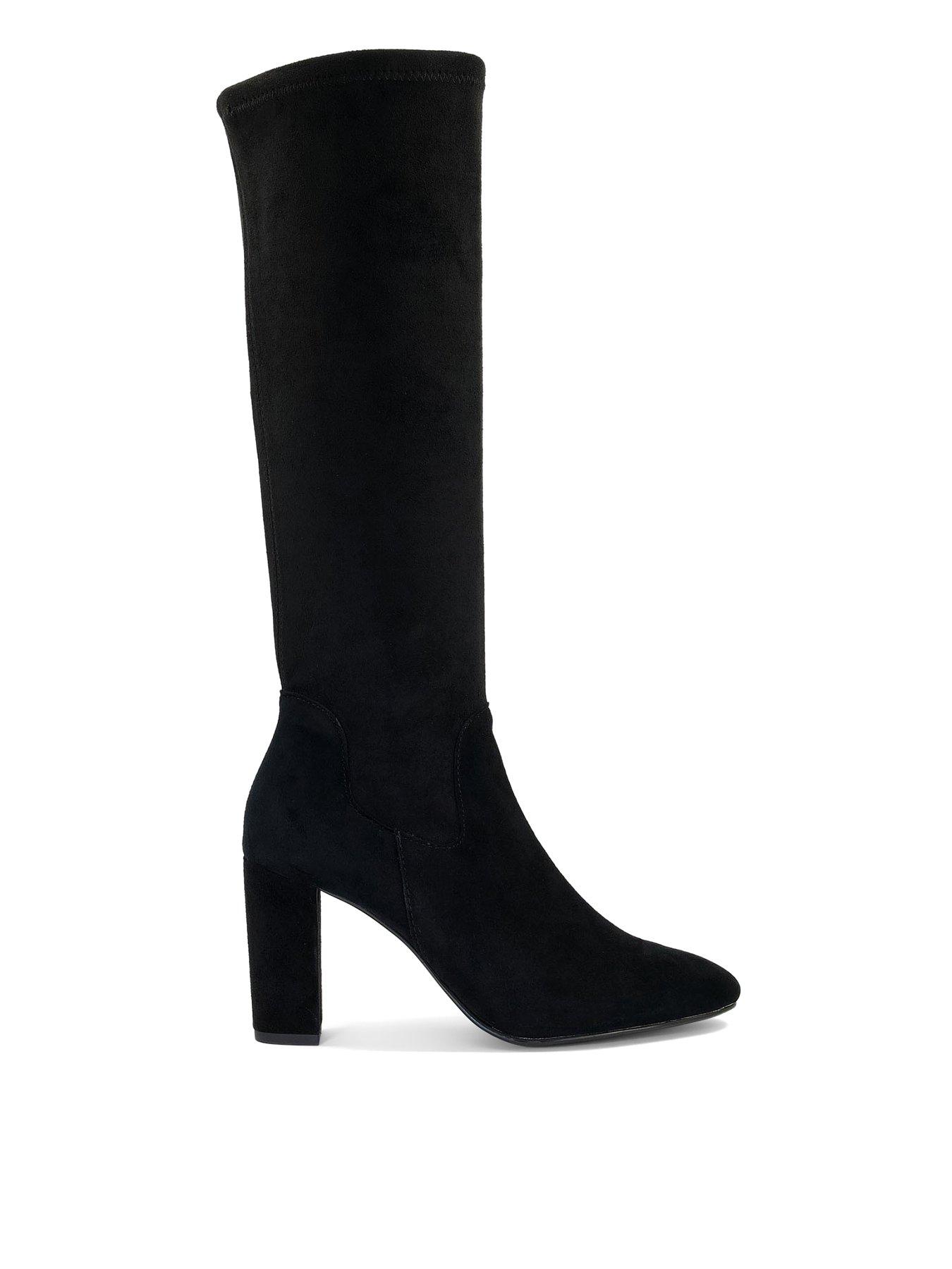 Dune London Dune Siren Stretch Block Heel Knee High Boots - Black ...