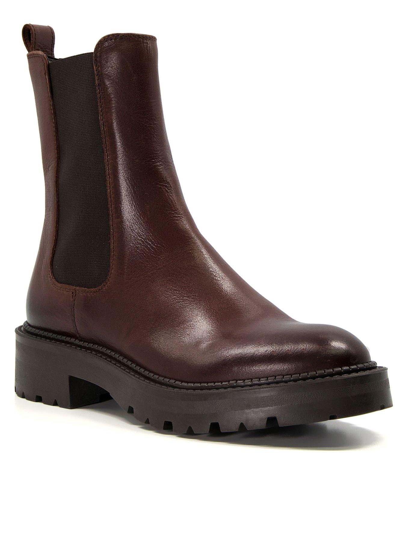 Dune London Dune Picture Leather Cleated Biker Boots Brown littlewoods